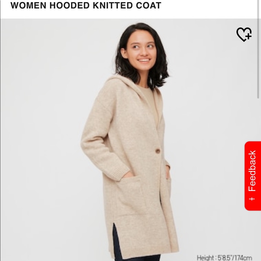 Uniqlo Melange Wool Hooded Knitted Coat/Cardigan